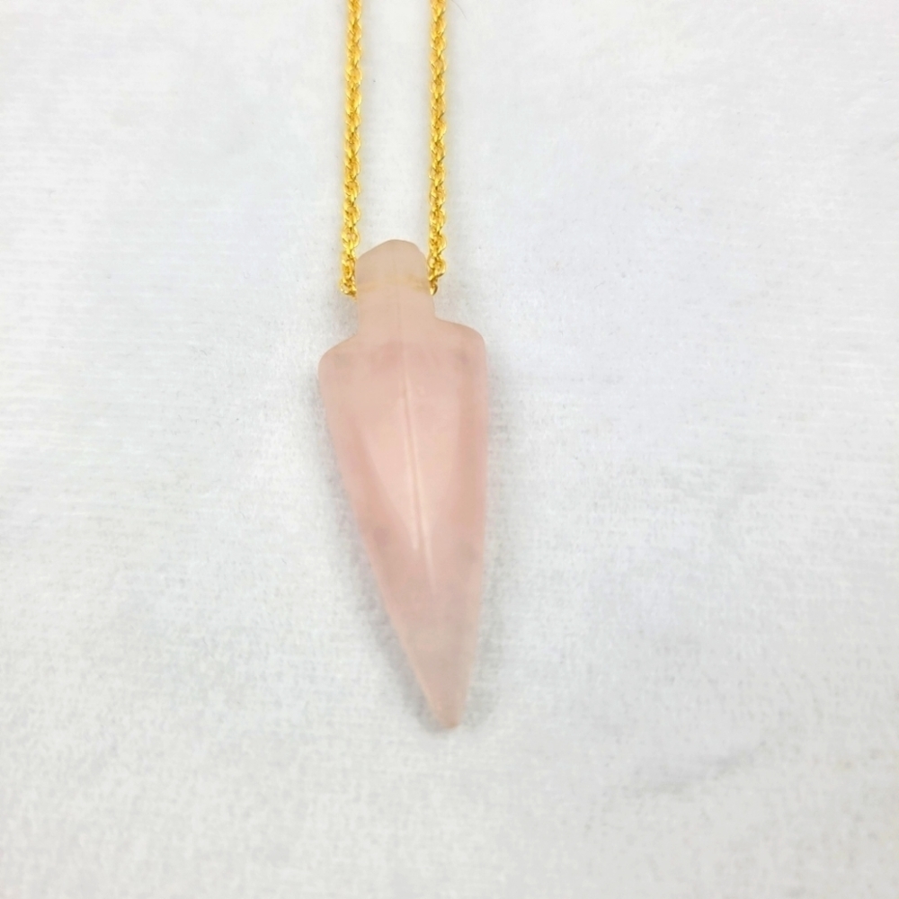 Rose quartz natural stone arrowhead necklace crystal of unconditional love‎